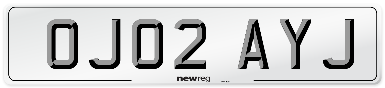 OJ02 AYJ Number Plate from New Reg